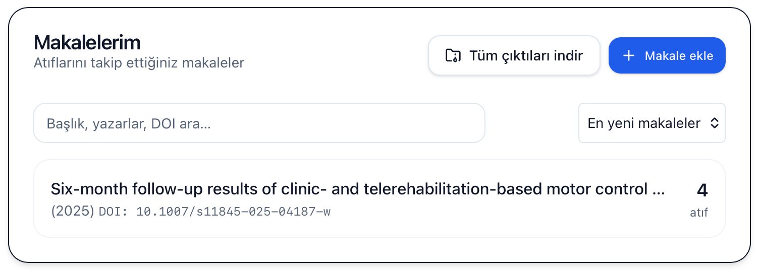 Screenshot: Article list