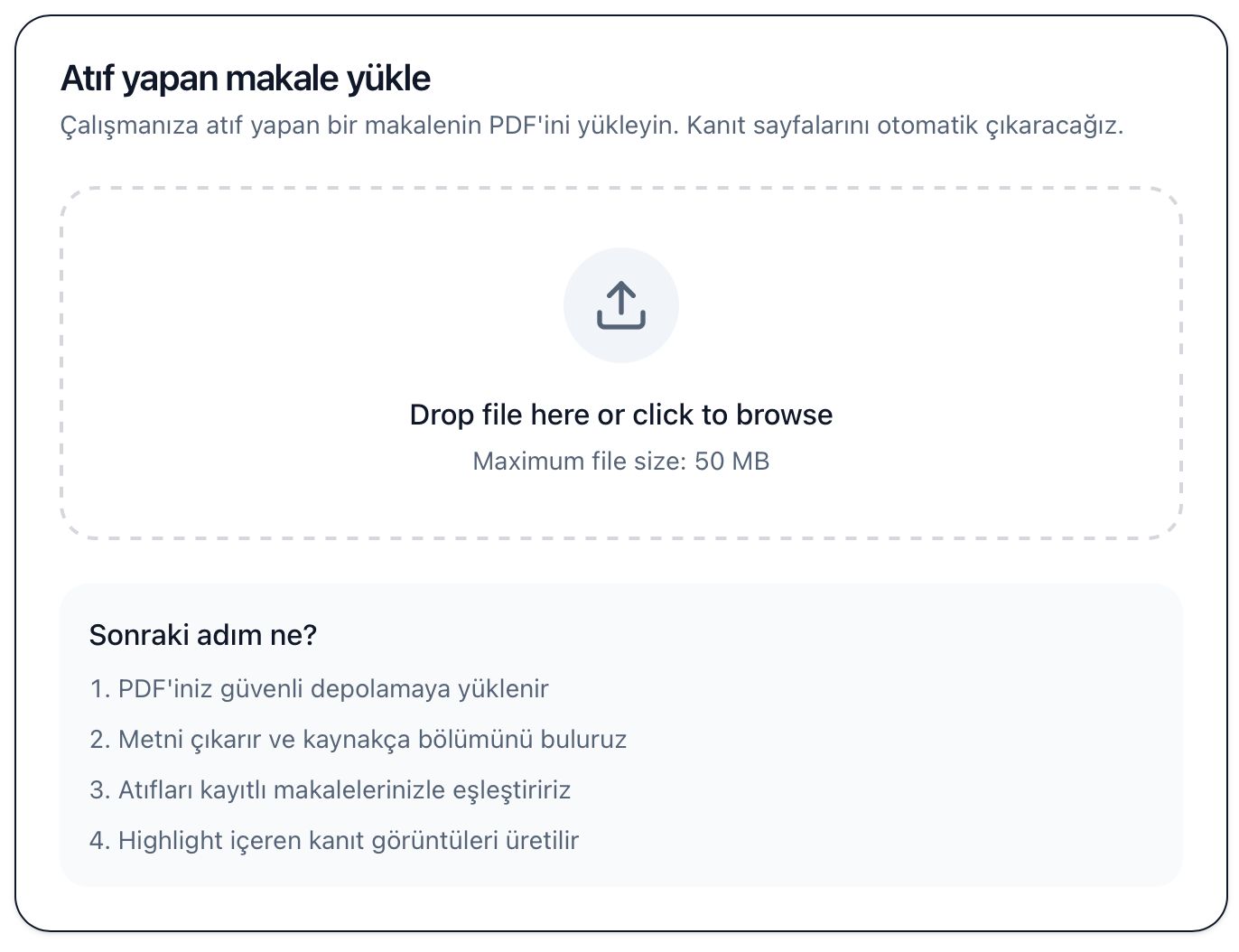 Screenshot: Upload or drop file