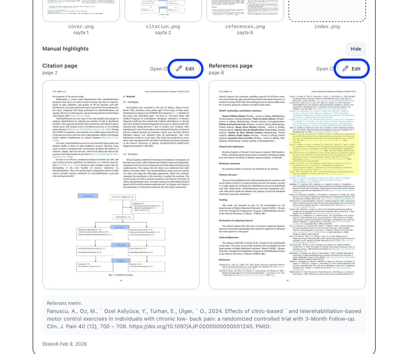 Screenshot: Edit highlights