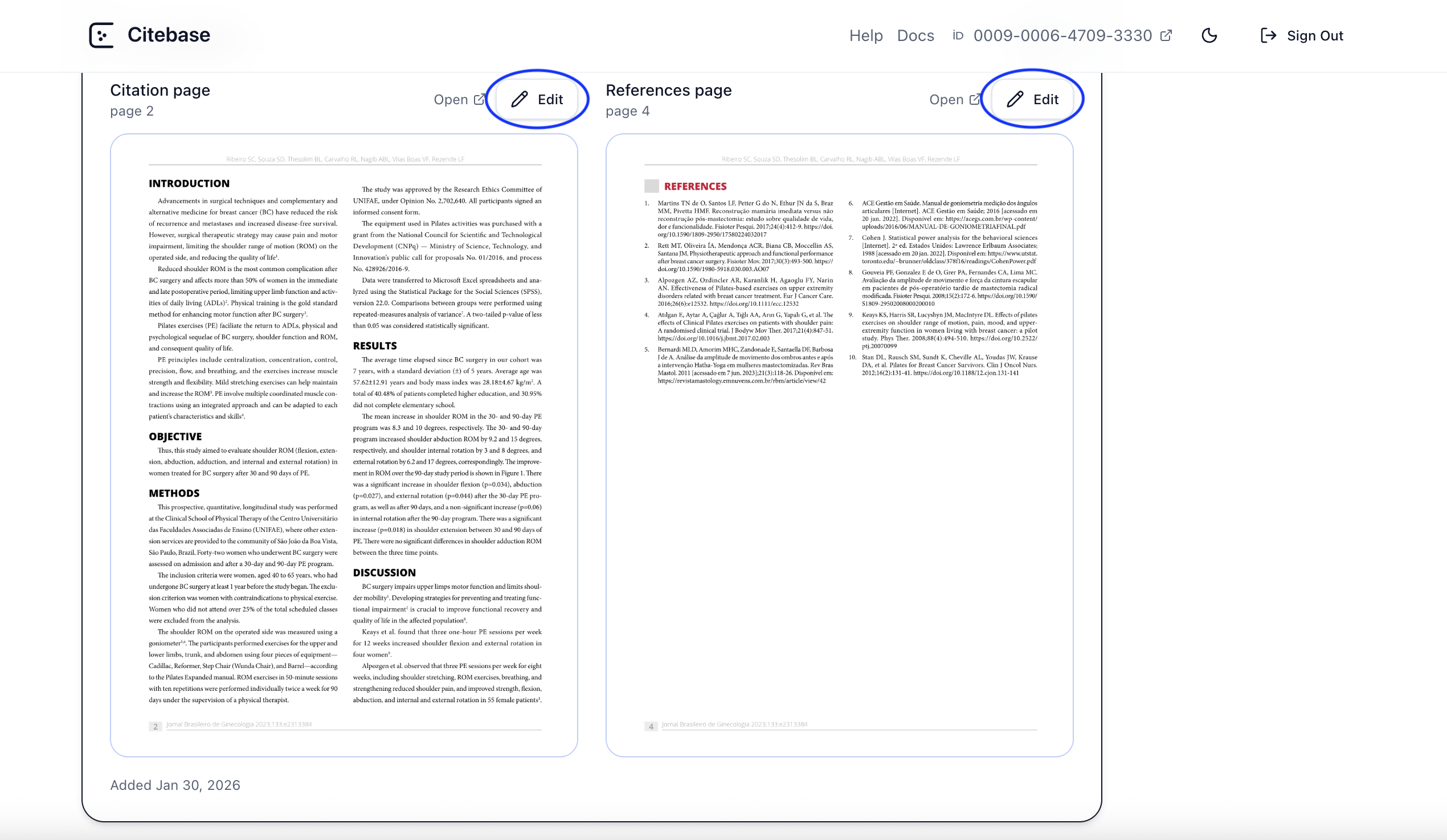 Ekran görüntüsü: Kanıt düzenleyici — Düzenle düğmesi
