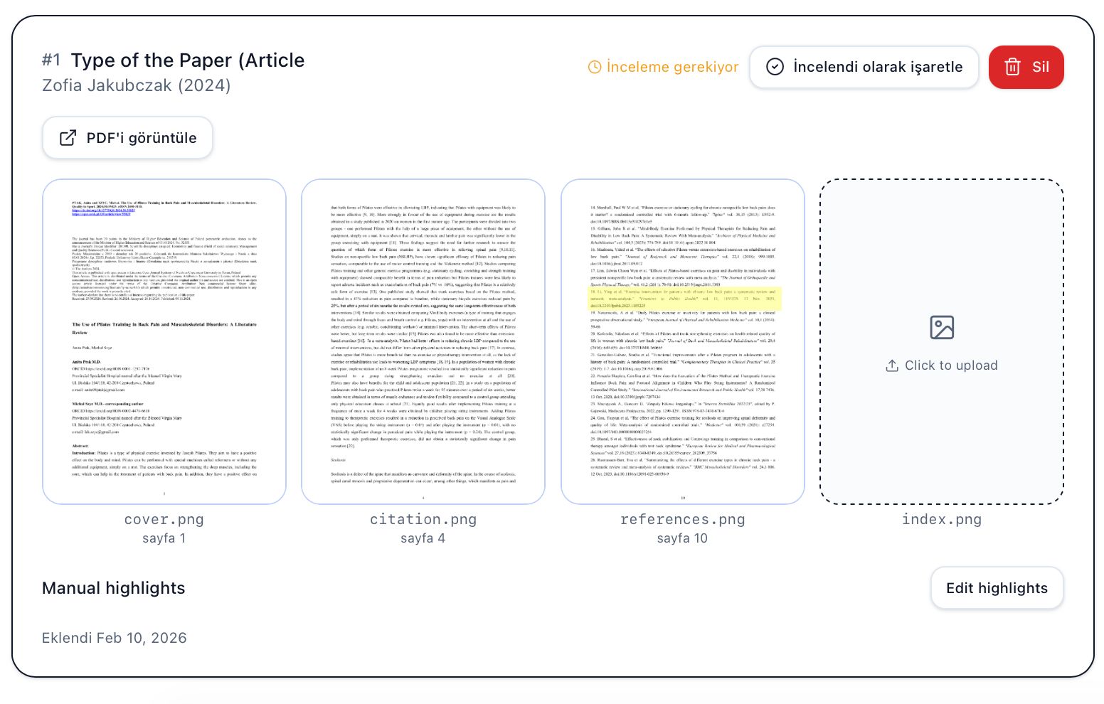 Screenshot: Finalized manual highlighting